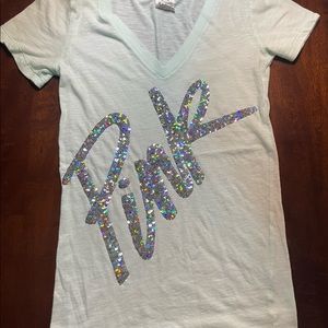 VS PINK Tiffany Blue Sparkling T-shirt
